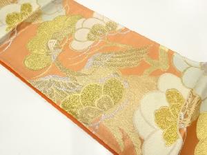 アンティーク　松に孔雀模様織出し袋帯（材料）